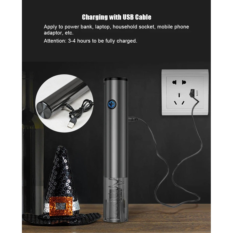 Abridor De Vinho Automático À Bateria Recarregável Usb Top