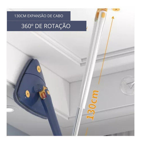 Esfregão Limpeza De Parede E Piso Triangular Giratório Top