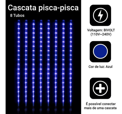 Bastão De Led Bivolt 3w - 8 Bastões Azul