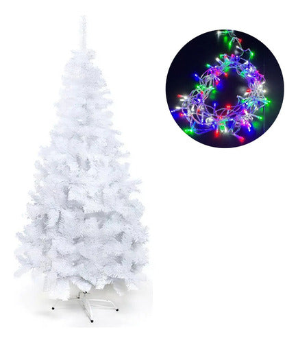 Árvore De Natal Branca Grande 150cm 250 Galhos + Pisca Pisca