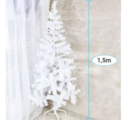 Árvore De Natal Branca Grande 150cm 250 Galhos + Pisca Pisca